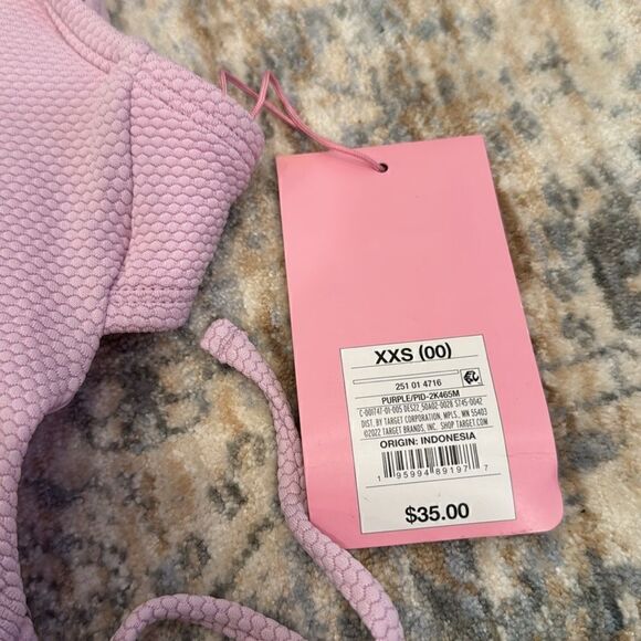 Stoney Clover x Target Lavender Deep V strappy textured one piece swimsuit - Picture 3 of 5